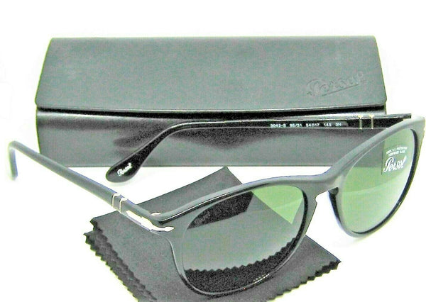 Persol Vintage 3042-S 95/31 Polished Ebony-Black 54-17 New Sunglasses & Case - Vintage Sunglasses 