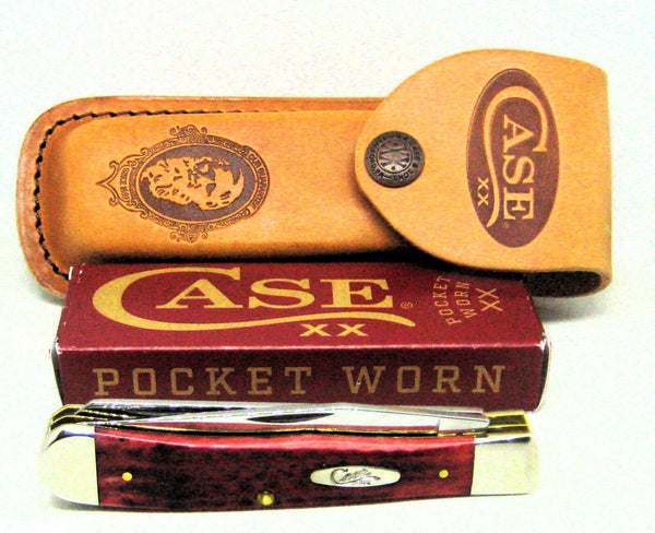 CASE XX USA Vintage 6254 Dark Old Red Bone Corn Cob Jig Trapper New Pocket Knife