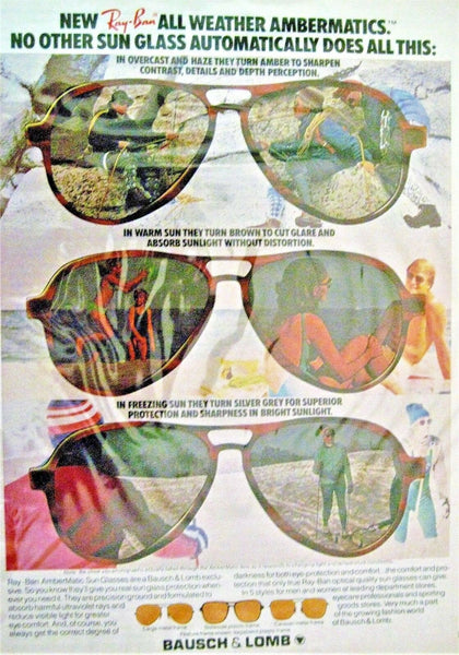 Ray-Ban USA Vintage 1970s NOS B&L Aviator Ambermatic PhotoChromic New Sunglasses
