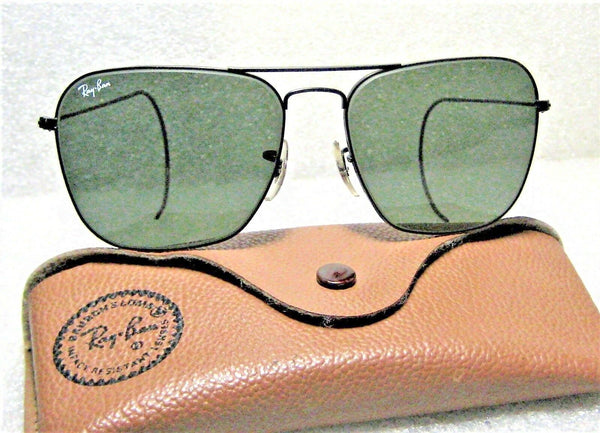 Ray-Ban USA Vintage B&L Aviator Caravan 58[]16 Black Chrome G-15 Mint Sunglasses - Vintage Sunglasses 
