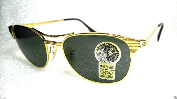 Ray-Ban USA NOS Vintage B&L W0386 Classic Metals Signet 24kGP G15 New Sunglasses - Vintage Sunglasses 