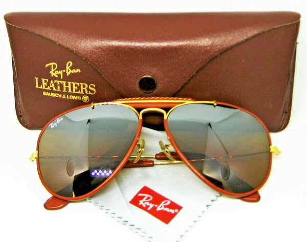 Ray-Ban USA Mint Vintage B&L Aviator Leathers Outdoorsman 58mm, *TGM Sunglasses - Vintage Sunglasses 