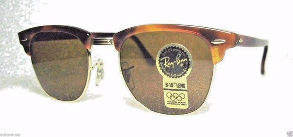 Ray-Ban USA NOS Vintage B&L Clubmaster II W1117 Tortoise NewInBox Sunglasses - Vintage Sunglasses 