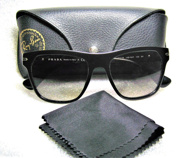 Prada *Mint Top Gradient SPR O3R 55[]18 Polished Ebony Sunglasses & Ray-Ban Case - Vintage Sunglasses 