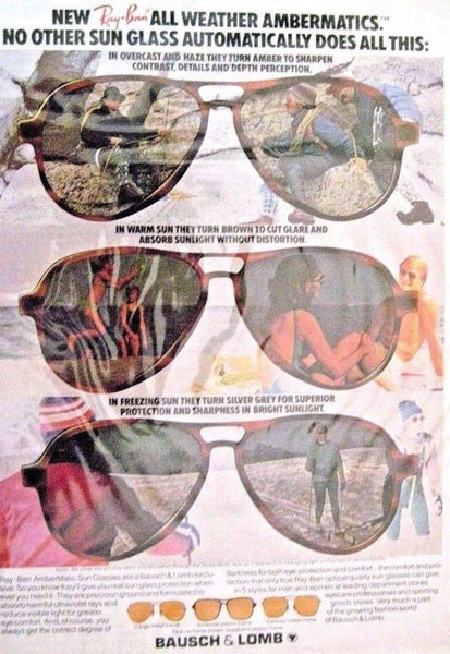 Ray-Ban USA Vintage 1970s B&L Aviator Ambermatic OutdoorsMan II *NOS Sunglasses - Vintage Sunglasses 