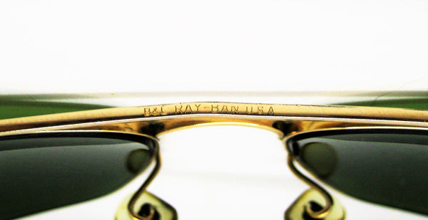 Ray-Ban USA *Mint Vintage 1950s B&L Aviator Rare Brace Caravan Sunglasses & Case - Vintage Sunglasses 