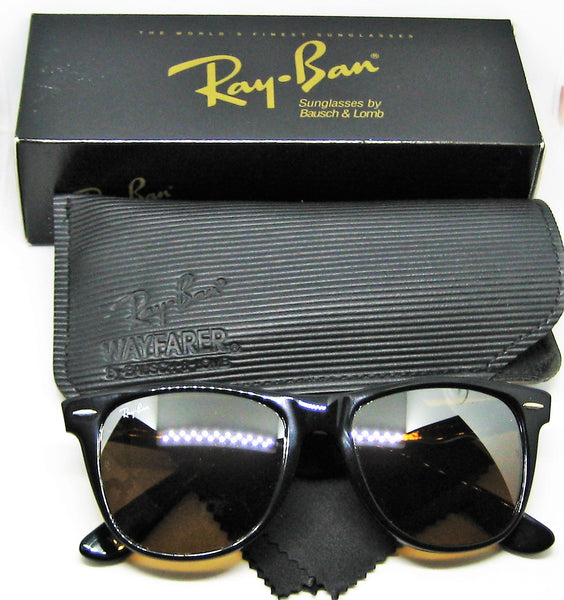 Ray-Ban USA NOS Vintage B&L Wayfarer II W0758 TGM B15 Ebony NewInBox Sunglasses - Vintage Sunglasses 